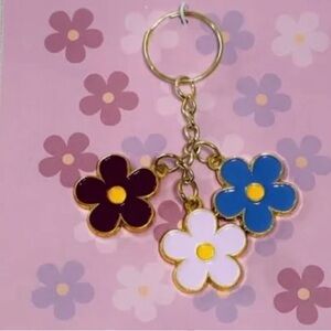 Floral Keychain with Gold Accents